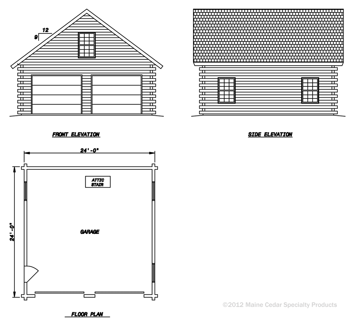  Double  Garage  with Loft Cedar Log Garage  Maine Cedar Log 